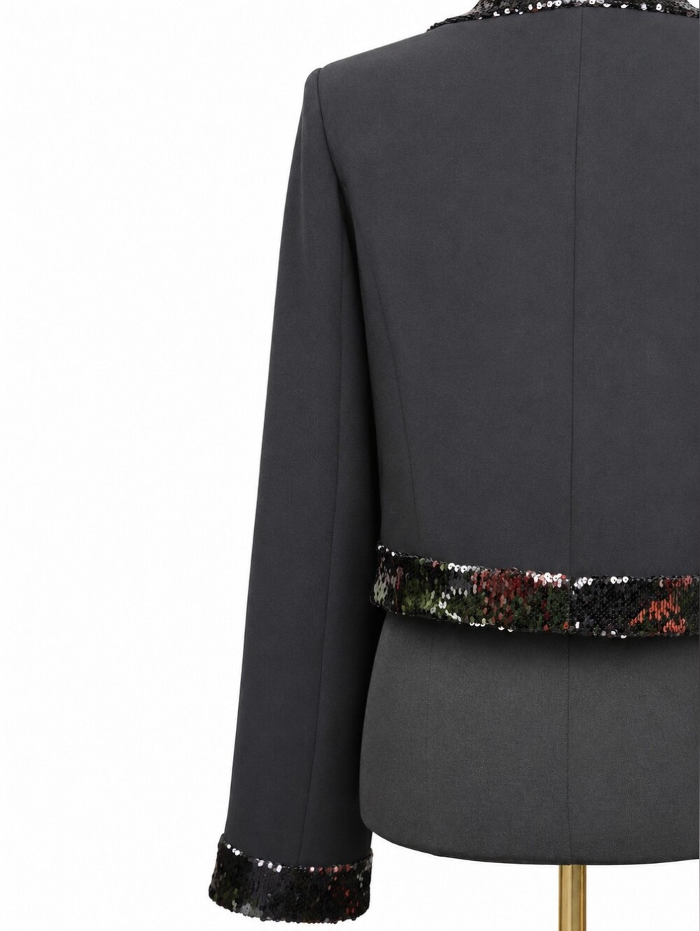 Cinq a Sept Black Sequin Embellished Evening Jacket Blazer Size 10 - Picture 11 of 16